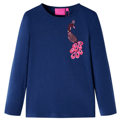 Kinder-Langarmshirt Marineblau 128