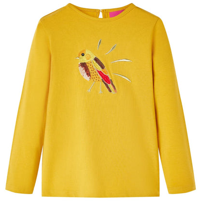 Kinder-Langarmshirt Dunkles Ocker 128