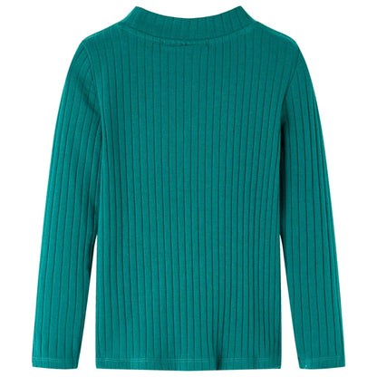Kinder-Langarmshirt Rippstrick Dunkelgrün 140