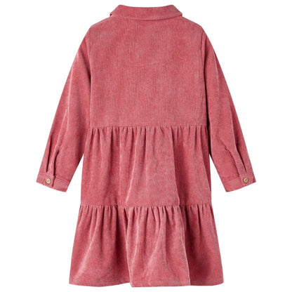 Kinderkleid mit Langen Ärmeln Cord Altrosa 92