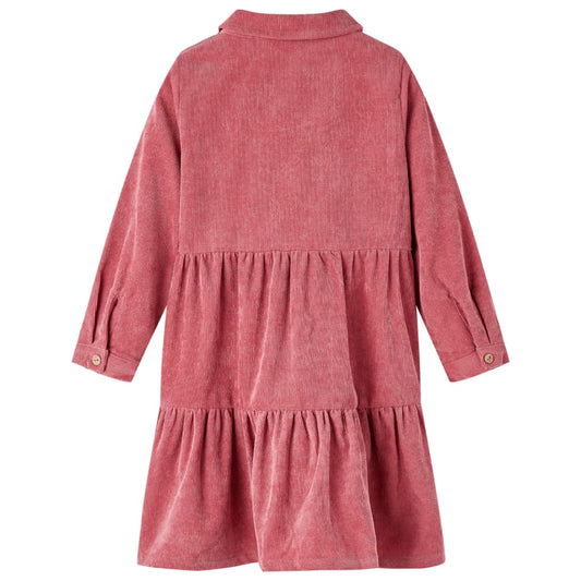 Kinderkleid mit Langen Ärmeln Cord Altrosa 128