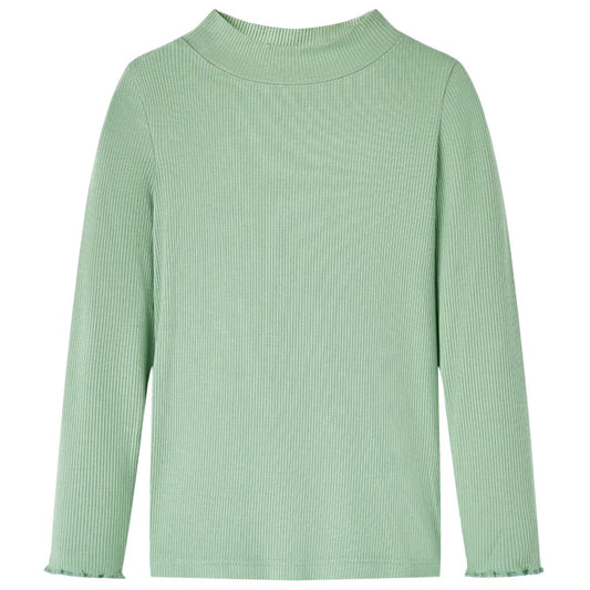Kinder-Langarmshirt Halbrollkragen Dunkles Minzgrün 92