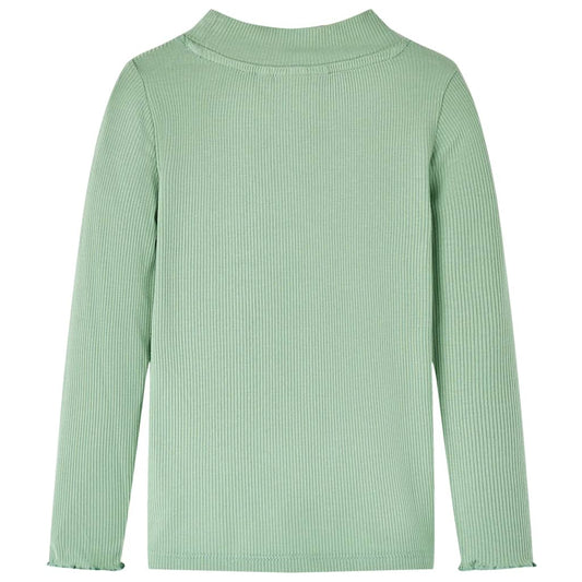 Kinder-Langarmshirt Halbrollkragen Dunkles Minzgrün 104