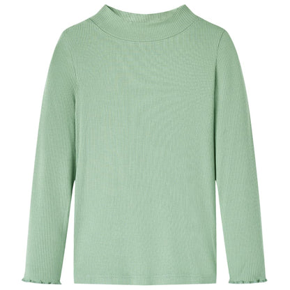 Kinder-Langarmshirt Halbrollkragen Dunkles Minzgrün 128