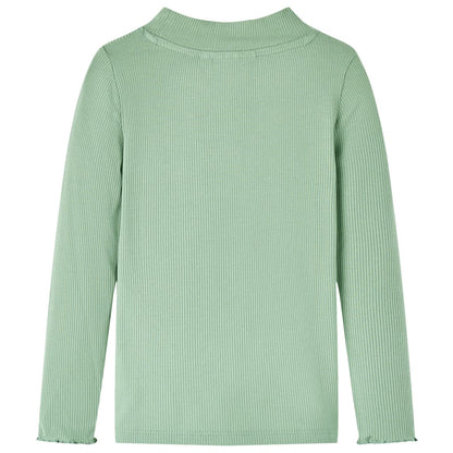 Kinder-Langarmshirt Halbrollkragen Dunkles Minzgrün 128