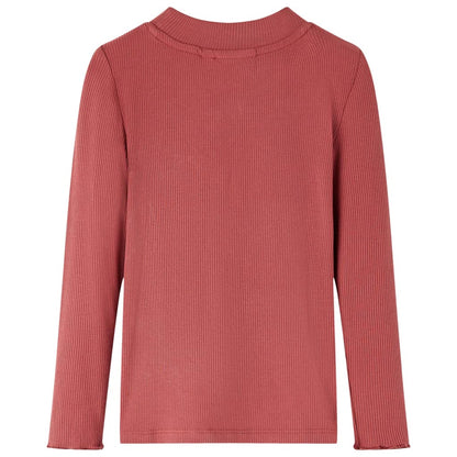 Kinder-Langarmshirt Halbrollkragen Dunkelrot 140