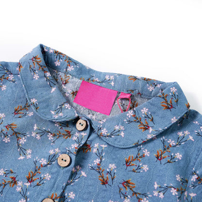 Kinderkleid mit Langen Ärmeln Petrolblau 104