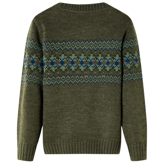 Kinderpullover Gestrickt Khaki 128