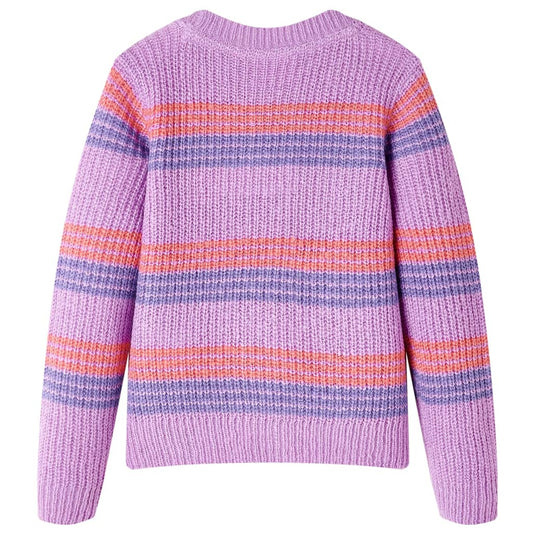 Kinderpullover mit Streifen Gestrickt Lila und Rosa 116