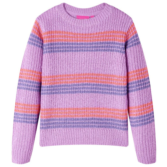 Kinderpullover mit Streifen Gestrickt Lila und Rosa 140