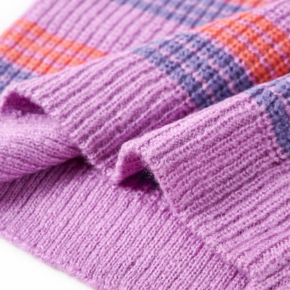 Kinderpullover mit Streifen Gestrickt Lila und Rosa 140