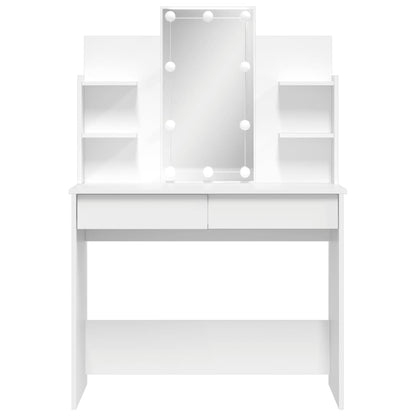 Schminktisch mit LED-Leuchten Weiß 96x40x142 cm