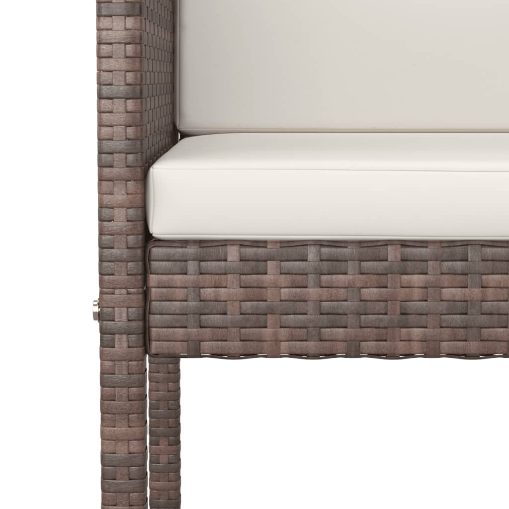 7-delt sæt Havebarsæt med puder Brun polyrattan