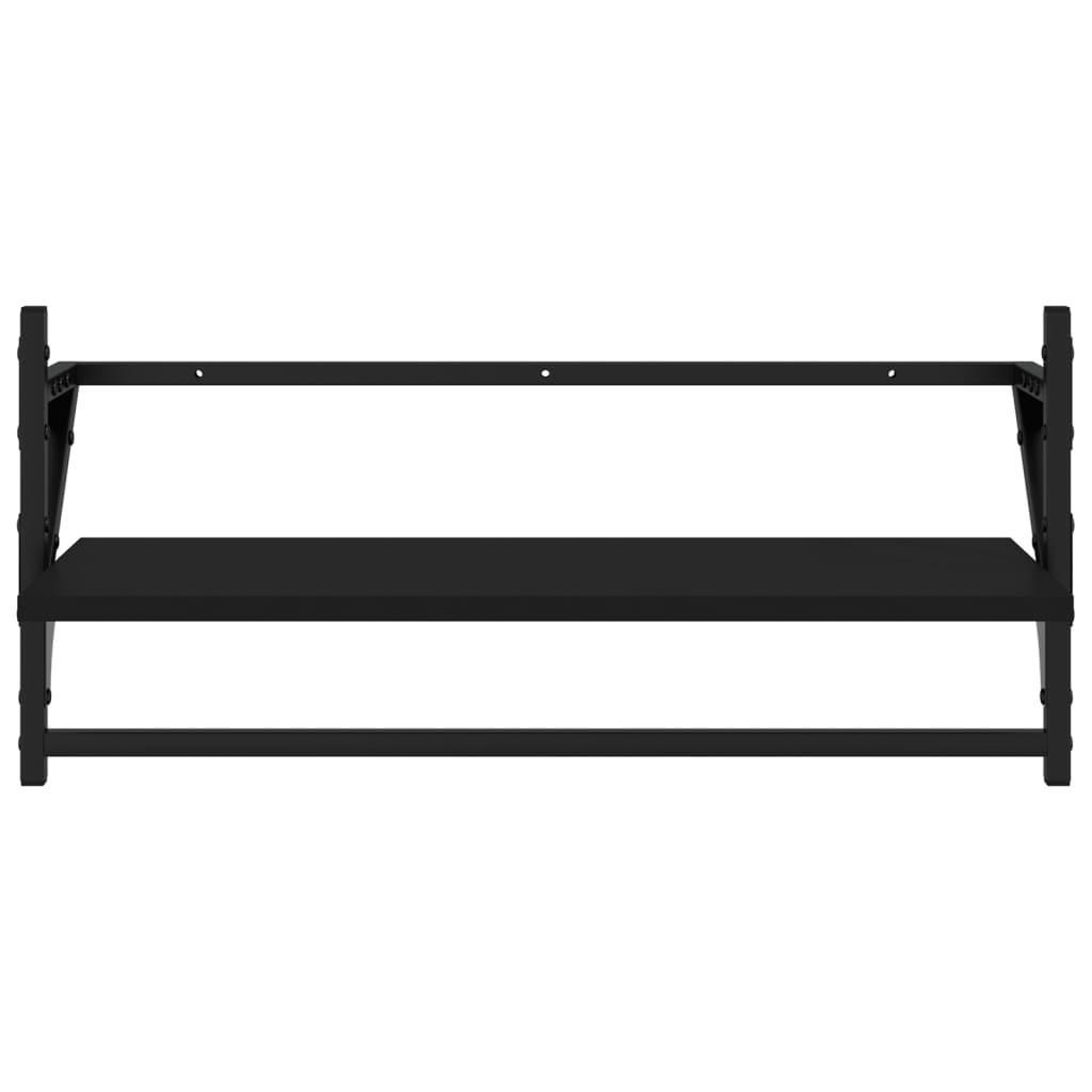 Wandregale mit Stangen 2 Stk. Schwarz 65x25x30 cm