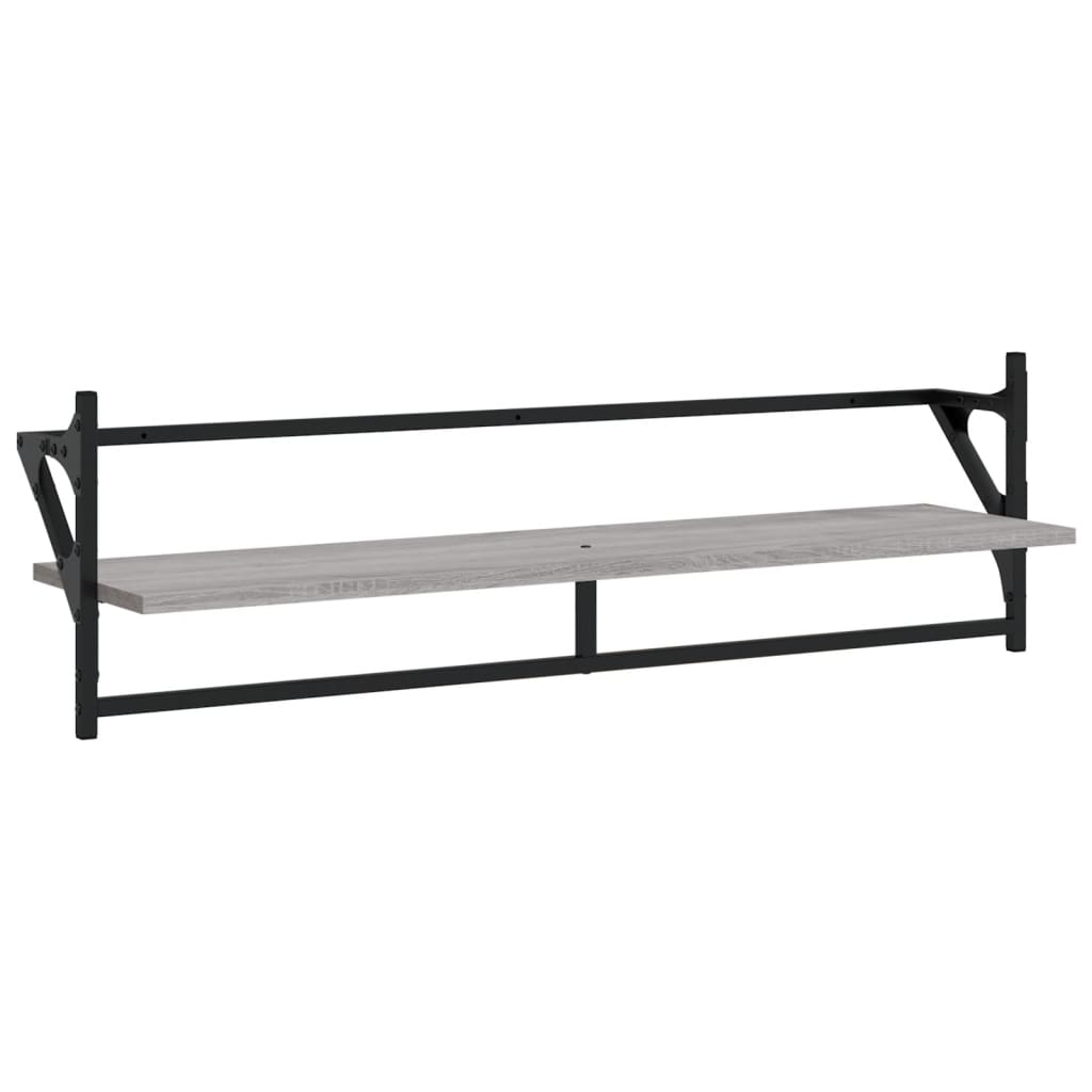Wandregale mit Stangen 2 Stk. Grau Sonoma 100x25x30 cm
