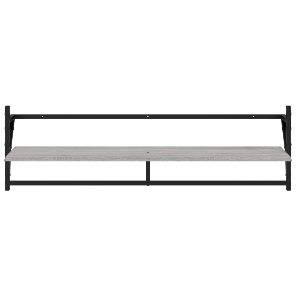 Wandregale mit Stangen 2 Stk. Grau Sonoma 100x25x30 cm