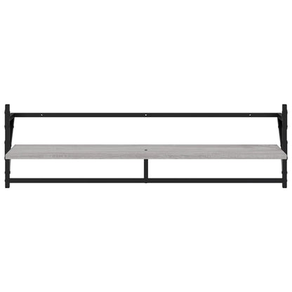 Wandregale mit Stangen 2 Stk. Grau Sonoma 100x25x30 cm