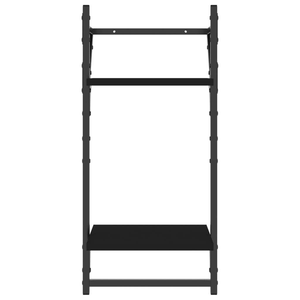Wandregale mit 2 Ablagen & Stangen 2 Stk. Schwarz 30x25x65 cm