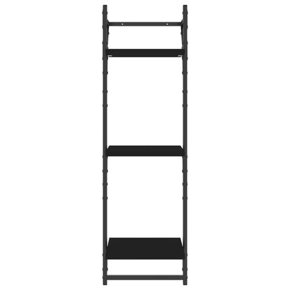 Wandregale mit 3 Ablagen & Stangen 2 Stk. Schwarz 30x25x100 cm