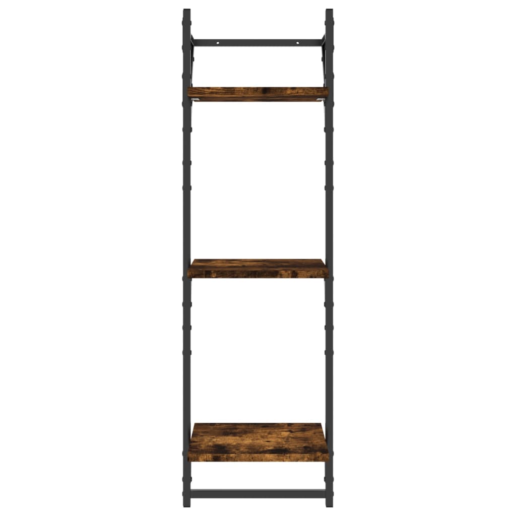 6-tlg. Wandregal-Set mit Stangen Räuchereiche Holzwerkstoff