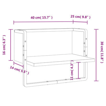 Wandregal mit Stange Schwarz 40x25x30 cm