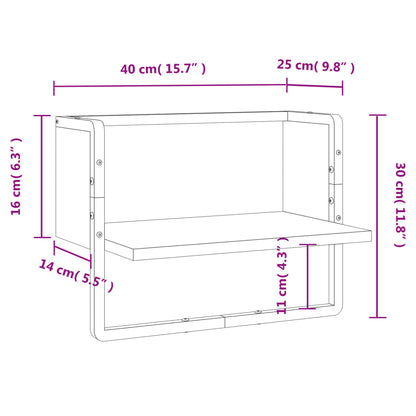 Wandregal mit Stange Grau Sonoma 40x25x30 cm