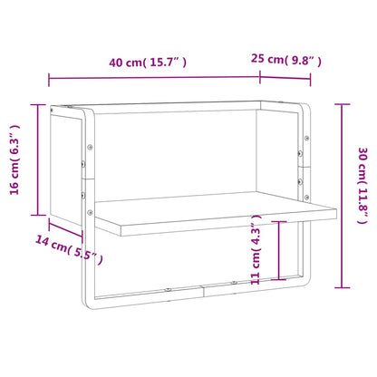 Wandregal mit Stange Braun Eichen-Optik 40x25x30 cm