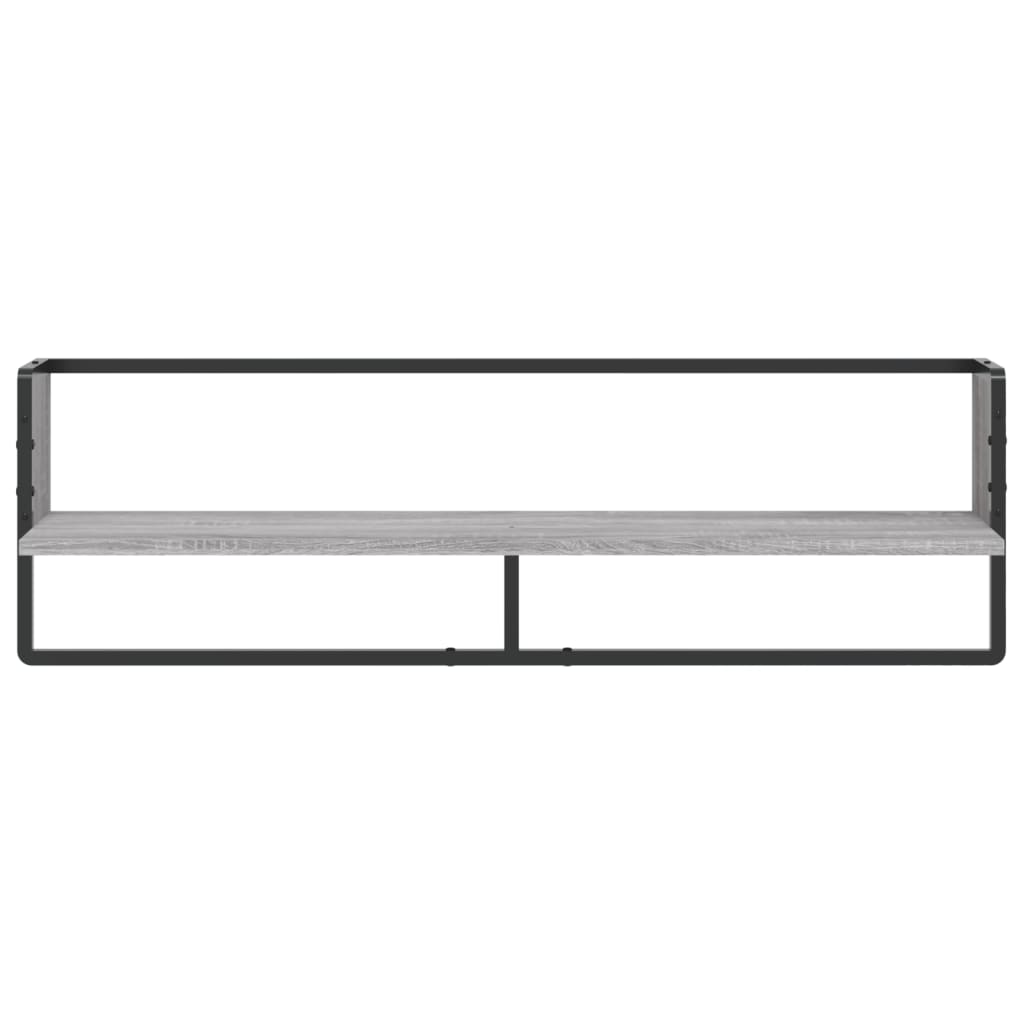 Wandregal mit Stange Grau Sonoma 100x25x30 cm
