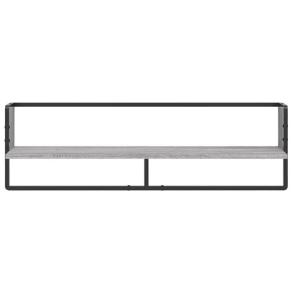 Wandregal mit Stange Grau Sonoma 100x25x30 cm