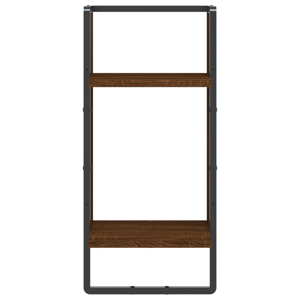 Wandregal mit Stange Braun Eichen-Optik 30x25x65 cm