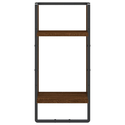 Wandregal mit Stange Braun Eichen-Optik 30x25x65 cm