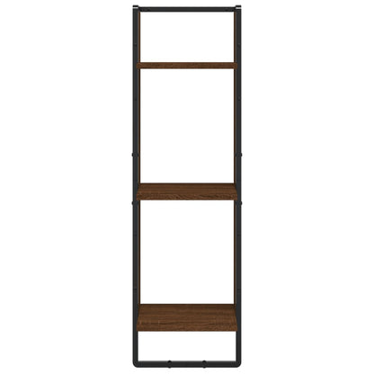 Wandregal 3 Fächer Braun Eichen-Optik 30x25x100cm Holzwerkstoff