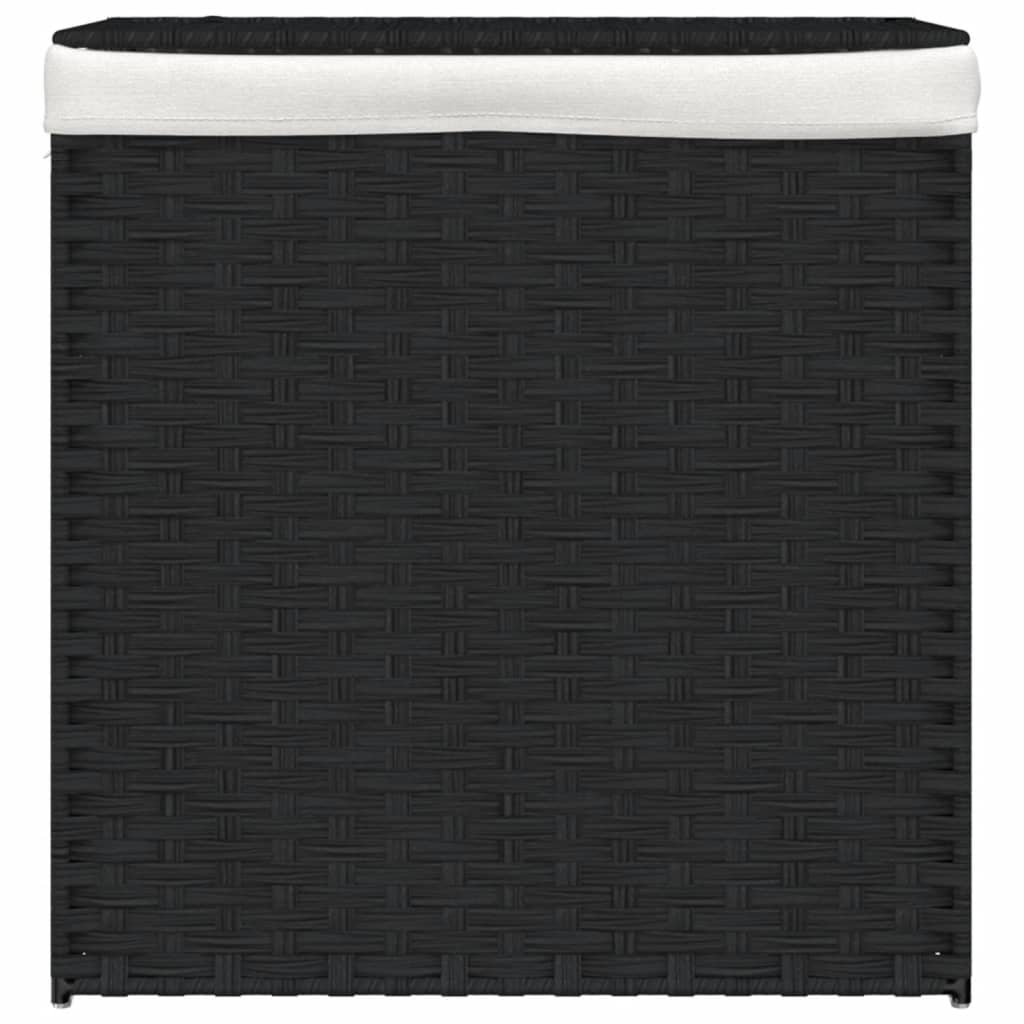 Vasketøjskurv med 2 rum Sort 53x35x57 cm Poly Rattan
