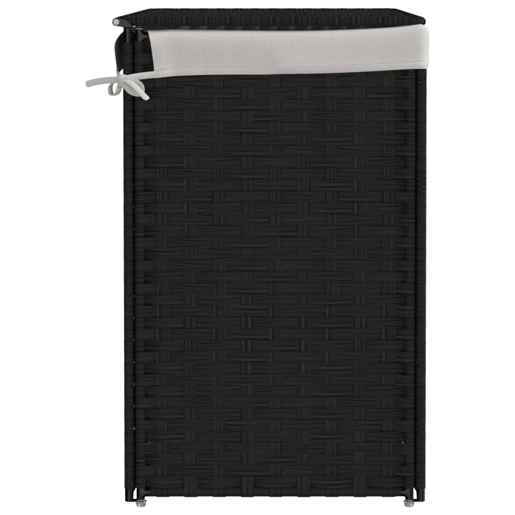 Vasketøjskurv med 2 rum Sort 53x35x57 cm Poly Rattan