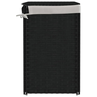 Vasketøjskurv med 2 rum Sort 53x35x57 cm Poly Rattan