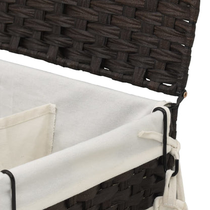 Vasketøjskurv med hjul Mørkebrun 60x35x60,5 cm Rattan