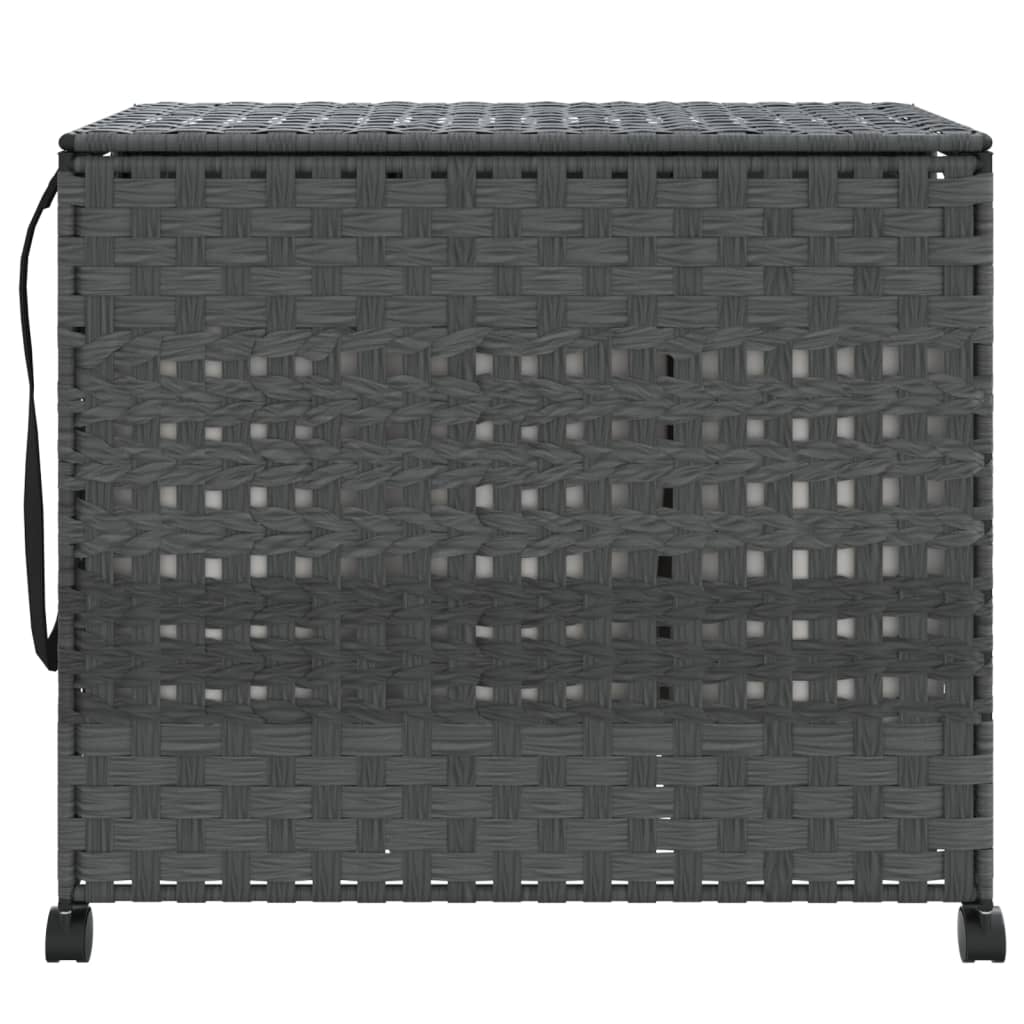 Vasketøjskurv med hjul Grå 66x35x60 cm Rattan