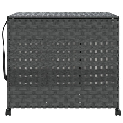 Vasketøjskurv med hjul Grå 66x35x60 cm Rattan