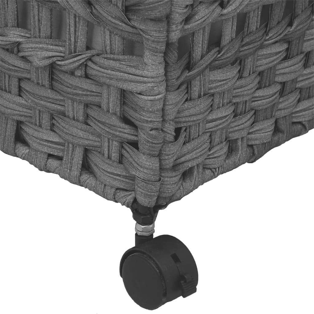 Vasketøjskurv med hjul Grå 66x35x60 cm Rattan