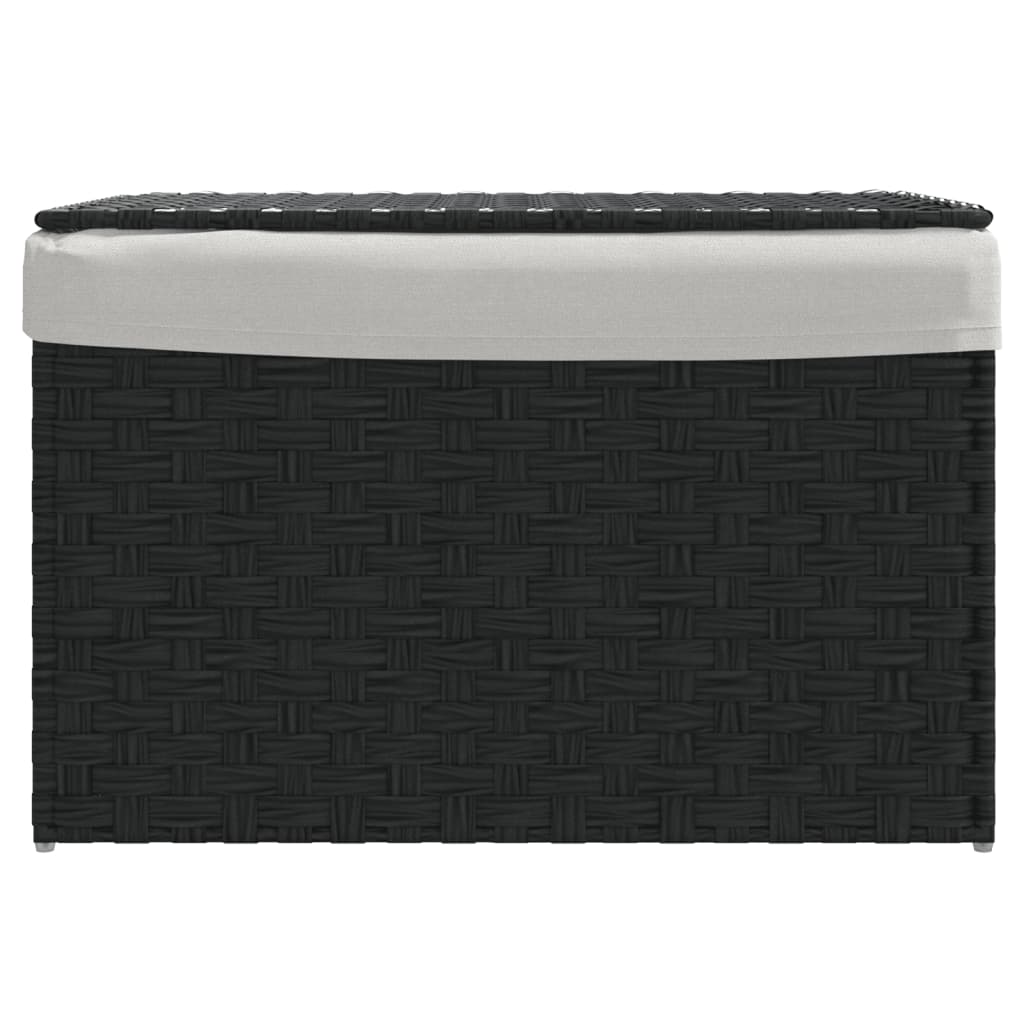 Vasketøjskurv med låg Sort 55,5x35x34 cm Polyrattan