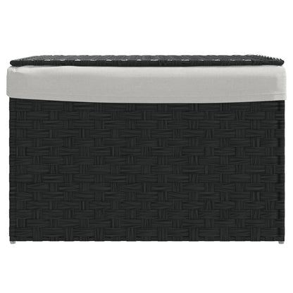 Vasketøjskurv med låg Sort 55,5x35x34 cm Polyrattan