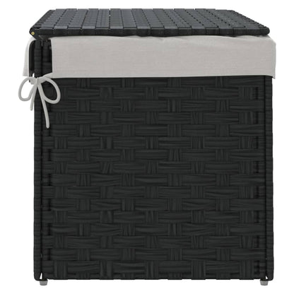 Vasketøjskurv med låg Sort 55,5x35x34 cm Polyrattan