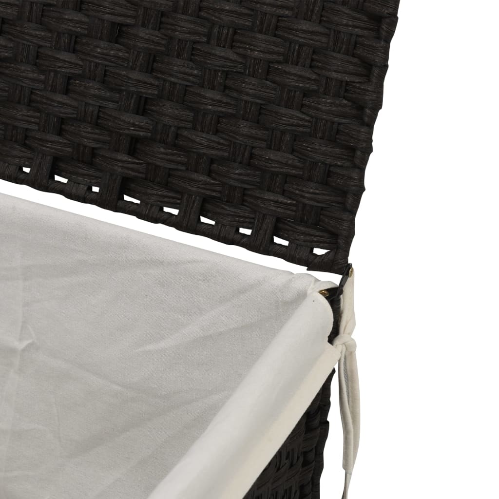 Vasketøjskurv med låg Sort 55,5x35x34 cm Polyrattan