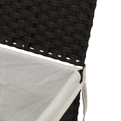 Vasketøjskurv med låg Sort 55,5x35x34 cm Polyrattan