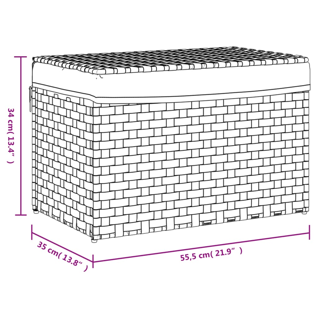 Vasketøjskurv med låg Sort 55,5x35x34 cm Polyrattan