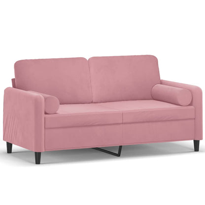 2-Sitzer-Sofa mit Zierkissen Rosa 140 cm Samt