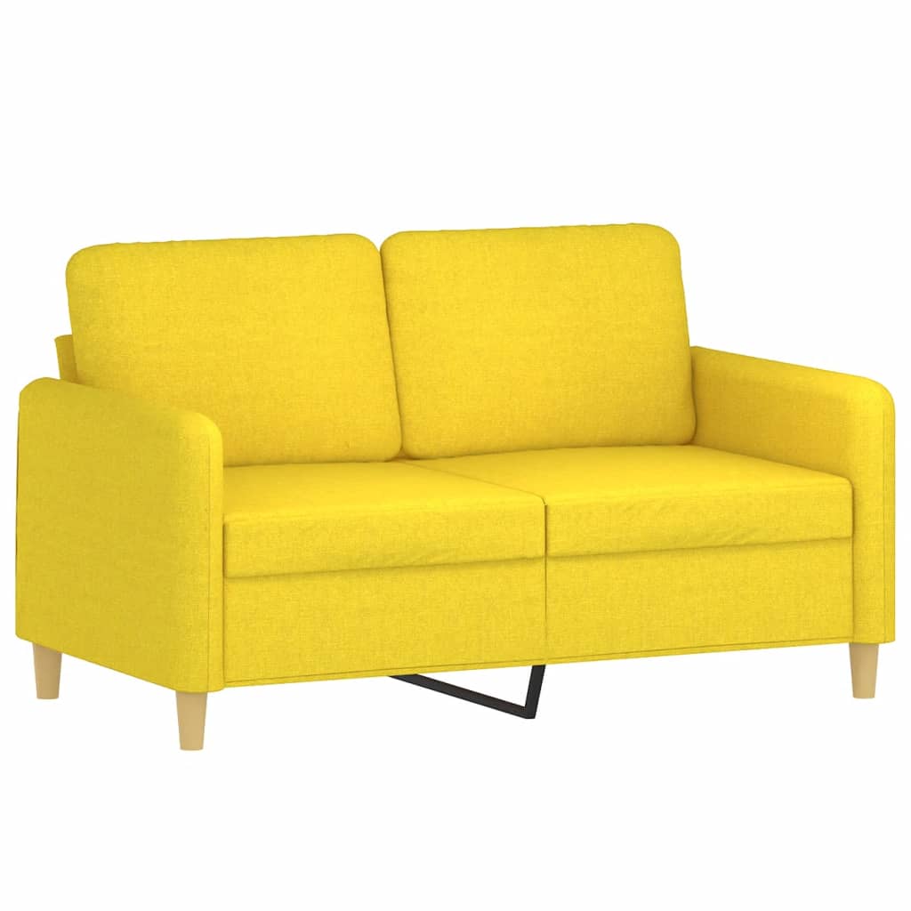 2-Sitzer-Sofa mit Zierkissen Hellgelb 120 cm Stoff