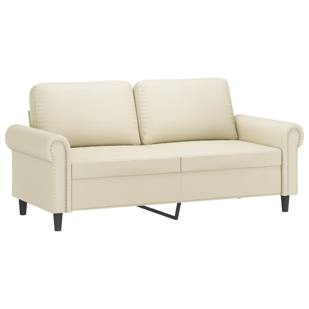 2-Sitzer-Sofa mit Zierkissen Creme 140 cm Kunstleder