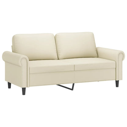 2-Sitzer-Sofa mit Zierkissen Creme 140 cm Kunstleder