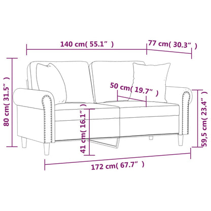 2-Sitzer-Sofa mit Zierkissen Creme 140 cm Kunstleder